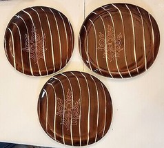 Purinton Pottery Intaglio Dinner Plate LOT 3 Hand Painted Brown Floral S... - $39.52