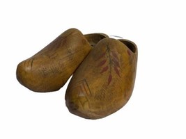 Vintage Wooden Clogs Hand Carved Dutch Holland Wood Shoes Hand Painted  - £22.73 GBP