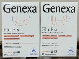 2 PACK Genexa Homeopathic Flu Fix Organic Formula Non-Drowsy 60 Chewable... - $13.45