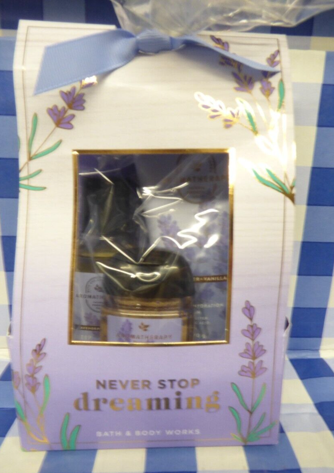 Bath &amp; Body Works Aromatherapy LAVENDER + VANILLA Travel size 3pc Gift S... - $12.99