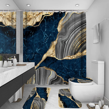 Beifivcl 4Pcs Marble Shower Curtain Sets with 12 Hooks, Luxury Bathroom Decor Se - £27.16 GBP