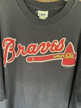 Atlanta Braves Shirt Large 2001 Navy Red Baseball MLB Chipper Jones 10 S... - $12.35