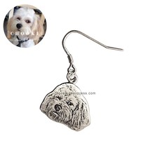 Custom Pet Image Earring Personalized Dog Cat Photo Cute Shape Eardrop Engrave N - £70.85 GBP