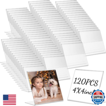 Soaoo 120 Pcs 4x4" Clear Acrylic Photo Frames Slant Back Picture Display - $85.30