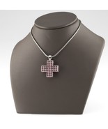 Silverplated Swarovski Pink Crystal Encrusted Cross Pendant w/ 15&quot; Chain - $484.51 CAD