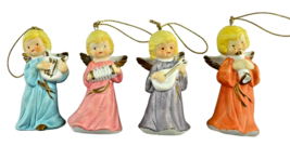 Trim Trends Angels Musical Instruments Ornament Set of 4 Hand Painted Porcelain - $23.14