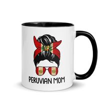 Coffee Mug with Color Inside - Peruvian Mom Messy Bun Sunglasses Flag Mothers Da - $17.77+