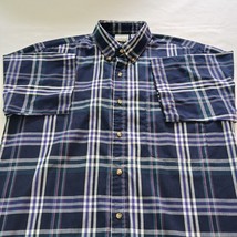 Saddlebrook Button-Down Collar Men's Blue & White Plaid Shirt Short Sleeve Sz M image 9
