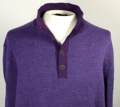 Untuckit Mens XXL Sweater Merino Wool Purple 1/4 Buttons 2XL - $17.49