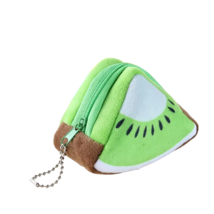 Fruit Coin Change Cosmetic Plush Purse with Key Chain - New - Kiwi - $12.99