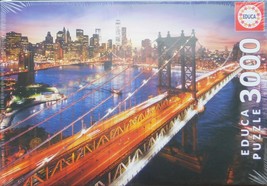 Educa Manhattan at Sunset 3000 pc Jigsaw Puzzle Dusk New York City Brooklyn Brid - £32.68 GBP