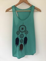 Green Sleeveless Dream Catcher Print Teal Festival Tank Top Tunic Shirt ... - £13.58 GBP