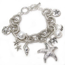 Silvertone Sealife charm bracelet with toggle closure, 8&quot; - $14.99