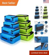 Durable Travel Packing Cubes - 8-Piece Nylon Organizer Set with Lifetime... - $50.99