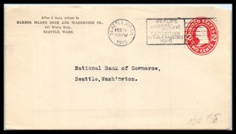 1915 US Cover (FRONT ONLY) - Harbor Island Dock &amp; Warehouse Co, Seattle, WA R4 - £2.31 GBP