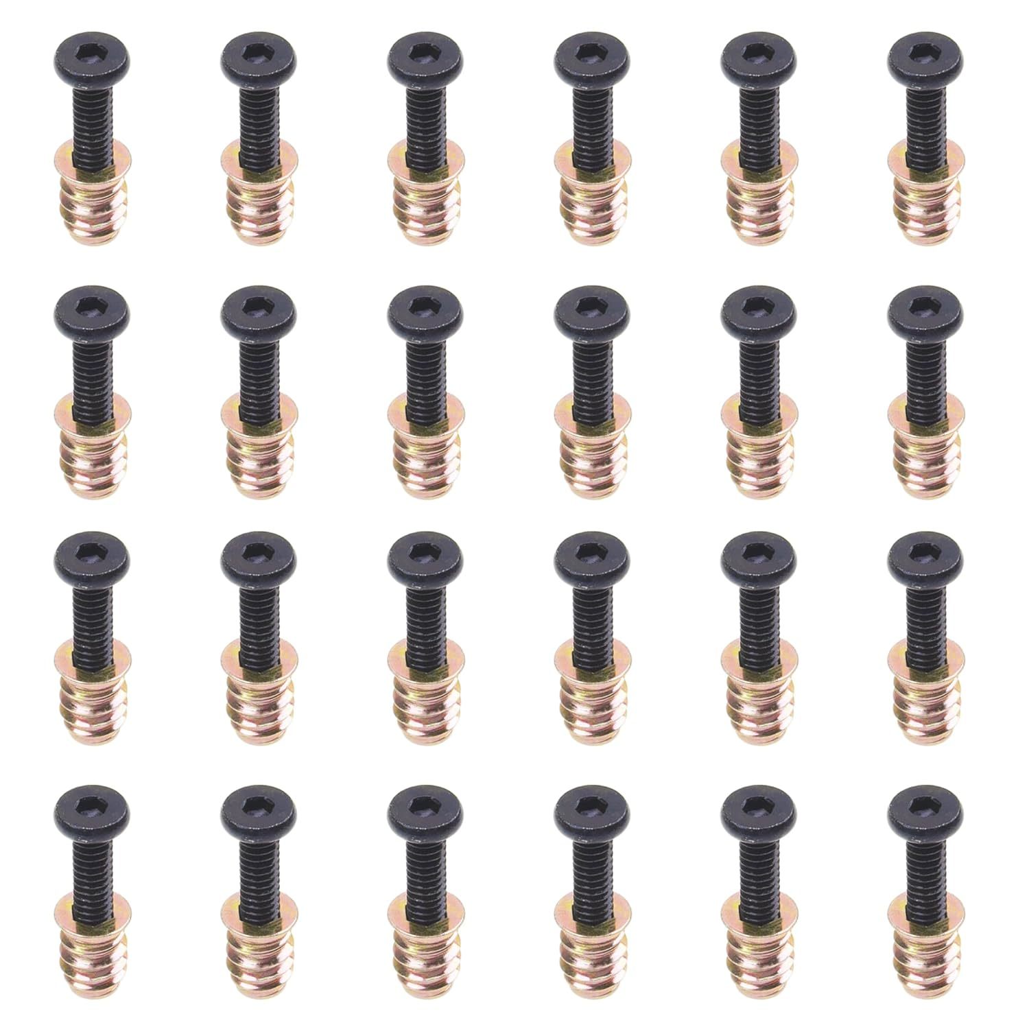 24 Sets 1/4-20 X 1-5/32&quot; Furniture Screw Nut Threaded Wood Inserts Bolt,... - $28.95