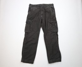 Vintage Lucky Brand Mens 33x32 Faded Military Style Wide Leg Cargo Pants Gray - $74.20