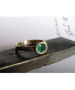 Emerald ring. 14k yellow gold ring with Green Emerald. Very unique handm... - $780.00