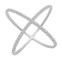0.90CT Simulated Diamond Crisscross Anniversary Band Ring White Gold Plated - £76.20 GBP