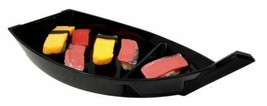 Japanese Traditional Black Lacquered Plastic Sushi Boat Serving Plate Display - £16.07 GBP