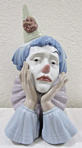 Vintage Large Lladro Sad Clown Bust #5129 Retired Figurine - £147.14 GBP