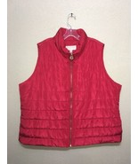 Michael Kors Crimson Red Puffer Vest MK Logo Charm Women&#39;s Plus SZ 2X NEW - $1,058.49 MXN