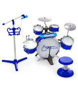 Kids Jazz Drum Keyboard Set with Stool and Microphone Stand-Blue - Color... - $199.46 CAD