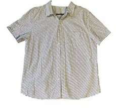 American Eagle Button Down Shirt White Blue Striped Mens XL Short Sleeve... - $11.30