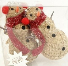 Natural Fiber Snowmen Christmas Ornaments 5.5&quot; Set Of 2 NIB - $14.01