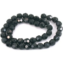 Round Faceted Fire Polished Chinese Crystal Beads Black 8mm 1 Strand - £6.65 GBP