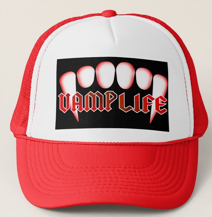 Vamplife Vampire Fangs Trucker Hat - Red