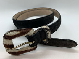 vtg Amiee Lynn suede belt Size M Black W Pony-style calfskin Zebra Print... - $31.68