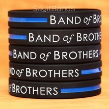 BAND OF BROTHERS Wristbands with Thin Blue Line - Lot of Police Bracelet Bands - £1.18 GBP+