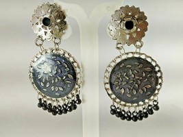 Bollywood Indian Look Party Wear Oxidised Silver Plated Black Stylish Jhumka - £6.46 GBP