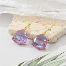 Purple Crystal &amp; Cubic Zirconia Trillion-Cut Drop Earrings - £11.15 GBP