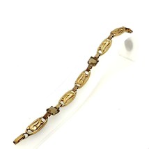 Vtg Signed 12k Gold Filled Art Deco Openworks Facet Smoky Quartz Bracelet 7 3/4 - £51.43 GBP