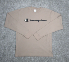Champion Shirt Adult Medium Brown Thermal Waffle Knit Center Logo Spello... - $21.99