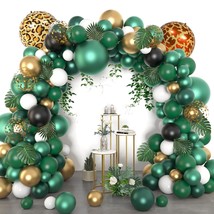 150Pcs Jungle Safari Green Balloons Garland Arch Kit, Emerald Dark Green Gold An - £15.81 GBP