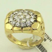 14K Men&#39;s Nugget Diamond Ring Yellow Gold Over Men&#39;s 3/4 CT Cluster Ring - £89.08 GBP