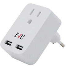 5Core European Travel Plug Adapter Type C converter Dual USB for US to EU out... - $9.88