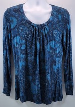 L) Woman APT. 9 Essential Scoopneck XL Blue Paisley Pattern Blouse Shirt - £9.48 GBP