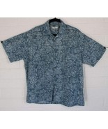 Campia XL Blue Hawaiian Palm Trees Geometric Button Front Short Sleeve S... - $12.87