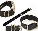 22mm watch band Fits LUMINOX Watches BLACK Nylon  4 Rings S/S Buckle Strap - £14.33 GBP