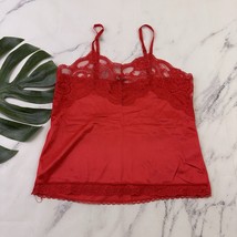 Cine Star Womens Vintage 90s Cami Tank Top Size S Red Lace Trim Lingerie - $24.74