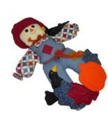 Scarecrow Autumn Hand Crafted Vintage Fall Fabric Halloween 19&quot; Pumpkin ... - £8.92 GBP