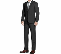 Men RENOIR Suit Solid Two Button Business Formal Classic Regular Fit 201-1 Black - £107.80 GBP