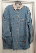 Vtg Lauren Jeans Safari Outfitters Barn Jacket Denim Jean Beige Collar R... - £63.14 GBP