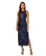 Adrianna Papell Women&#39;s Sequined Halter Sheath Dress Navy Size 18 $249 - £77.73 GBP