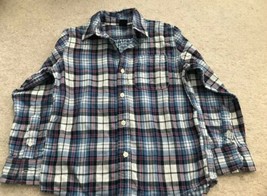 Gap Kids Boys Long Sleeve Blue Plaid Button Shirt Size Medium - $9.49