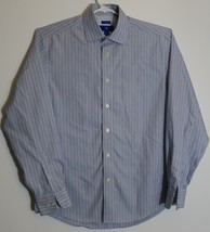 Egara Non Iron Shirt Long Sleeve Casual Blue Gray White Striped Button D... - £16.47 GBP